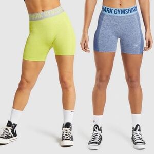 Gymshark Flex Shorts Bundle - Earl Blue Marl and Lime Green Marl/Light Grey